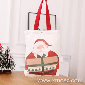 Christmas red cotton canvas tote bags with handle